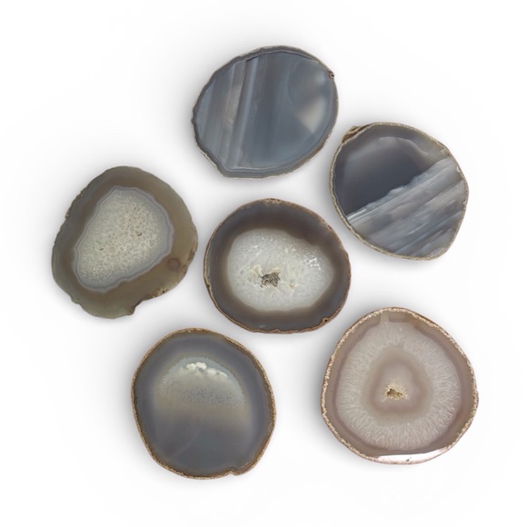 Other - Gray, Tan and White Polished Agate Coasters - Set of 6